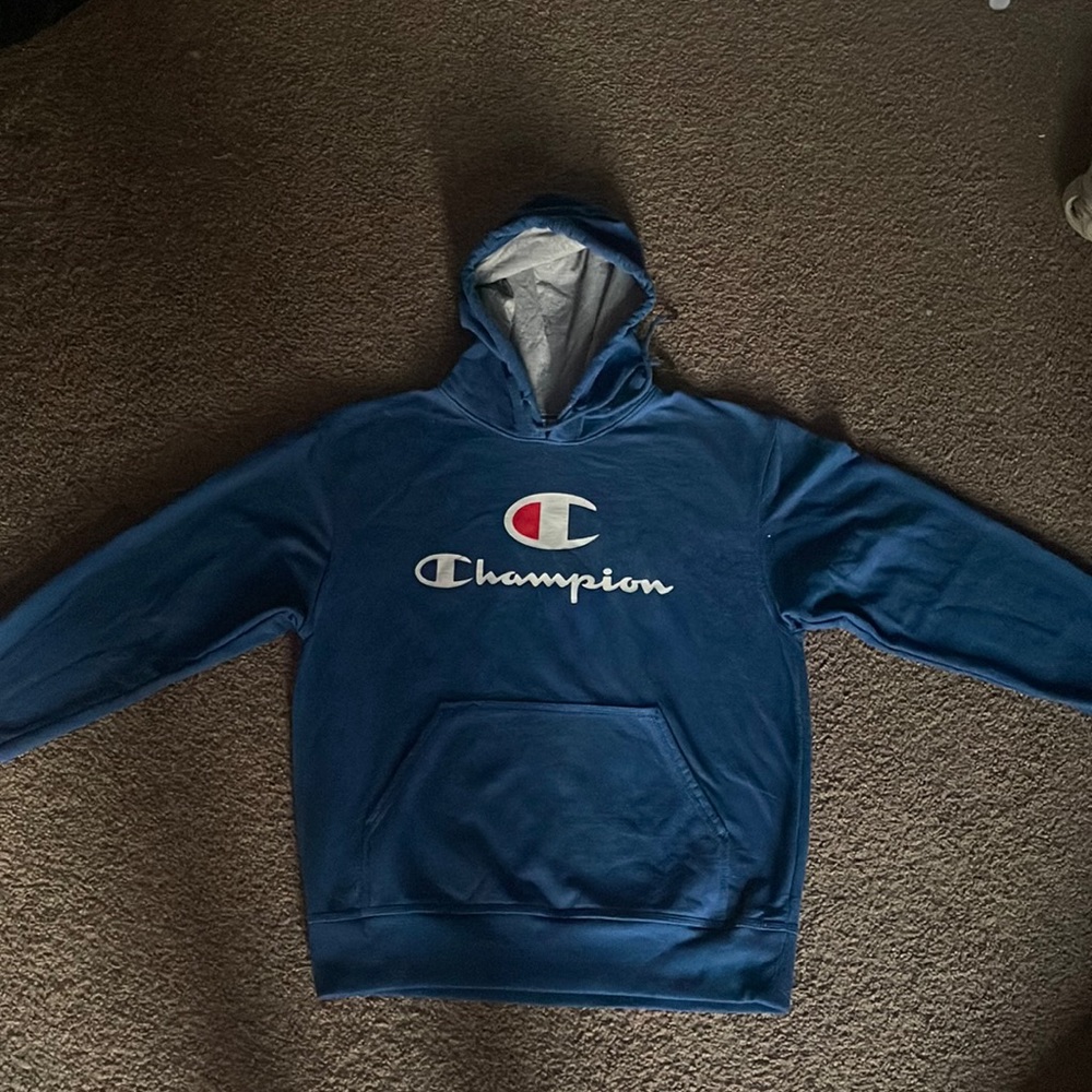 blue champion hoodie